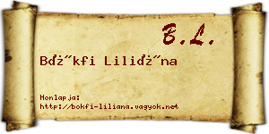 Bökfi Liliána névjegykártya